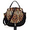ROUND LEOPARD PRINT FLAP WING SATCHEL