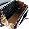 ROUND LEOPARD PRINT FLAP WING SATCHEL