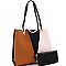 Stylish Color Block 3-Compartment Tote Wallet SET MH-DB800W