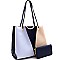 Stylish Color Block 3-Compartment Tote Wallet SET MH-DB800W
