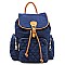 Quilted Denim Drawstring Backpack