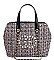 Smooth Fabric Classic Satchel Bag with Pearl Accent