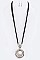 LEATHER WITH PEARL PENDANT NECKLACE SET