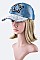 FLY Crystal Embellished Distressed Denim Cap LA-EMH8476