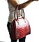 CROC Print Diamond Top Kiss Snap Satchel