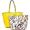 DF2048D-LP Flower Print Inner Bag 2 in 1 Twin Tote SET