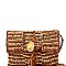 DR0007-LP Pom Pom Tassel Accent Woven Straw Clutch