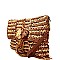 DR0007-LP Pom Pom Tassel Accent Woven Straw Clutch