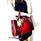 DX0016-LP Scarf Accent Ostrich Embossed 3-Compartment Satchel