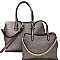 [S]DX0028-LP Chain Accent Inner Bag Textured 2 in 1 Satchel SET