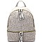 DX0029-LP Zipper-Decorated Tweed Backpack