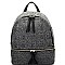 DX0029-LP Zipper-Decorated Tweed Backpack