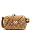 Barrel Woven Bamboo Rattan Crossbody Shoulder Bag