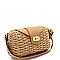 Barrel Woven Bamboo Rattan Crossbody Shoulder Bag