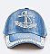 Crystal Anchor Embellished Fashion Denim Cap