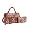 2- in-1 Oval Chery Print Monogram Satchel Set + KeyChain Charming & Wallet