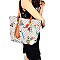 [S]EG1297-LP Flower Bird Print 2 in 1 Tote SET with Cross Body