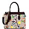 EG1298-LP Flower Bird Print 3-Compartment Satchel