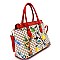 EG1298-LP Flower Bird Print 3-Compartment Satchel