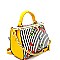 ES2228-LP Pinstripe Flower Print Kixx-Lock Boxy Shoulder Bag