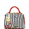 ES2228-LP Pinstripe Flower Print Kixx-Lock Boxy Shoulder Bag