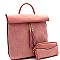 Tasselled 2-Piece Roll-Up Backpack Set