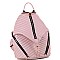 Stylish Chevron Quilted Multi-Pocket Backpack Silver MH-ES3352