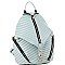Stylish Chevron Quilted Multi-Pocket Backpack Silver MH-ES3352