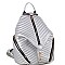 Stylish Chevron Quilted Multi-Pocket Backpack Silver MH-ES3352