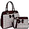 Bow Accent Checker Print 2 in 1 Satchel Crossbody SET MH-EW3013