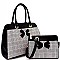 Bow Accent Checker Print 2 in 1 Satchel Crossbody SET MH-EW3013
