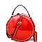 [S]F0214-LP Stud Accent Patent Round Satchel Wallet SET