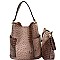 F0222-LP Ostrich Embossed Side Pocket 2 in 1 Tall Hobo Stone