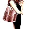 F0222-LP Ostrich Embossed Side Pocket 2 in 1 Tall Hobo Stone