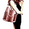 F0222-LP Ostrich Embossed Side Pocket 2 in 1 Tall Hobo Stone