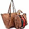 Boutique Most Wanted Metal Handle Satchel 3 in 1 Tote SET