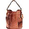 Crocodile Embossed Side Pocket 2 in 1 Tall Hobo MH-F0283