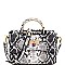 SNAKE PRINT BEE CHARM FLAP SATCHEL