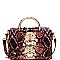 SNAKE PRINT BEE CHARM FLAP SATCHEL