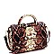 SNAKE PRINT BEE CHARM FLAP SATCHEL