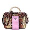 SNAKE PRINT BEE CHARM FLAP SATCHEL
