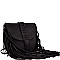 Braid Accent Felt-Suede Fringed Flap Cross Body MH-F8500