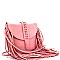 Braid Accent Felt-Suede Fringed Flap Cross Body MH-F8500