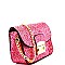 F9024-LP Hardware Accent Glitter Flap Cross Body