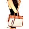 Linen Two-Tone Structured Tote  MH-FC19484