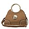 Metal Circle Handle Fashion Satchel