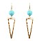 FE2815-LP Metal Thread Fishhook Hammered Cut-out Triangle Earring