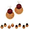 Chic Wood Accent Round Straw Earring MH-FE3665