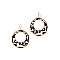 Metal Frame Leopard Print Straw Open-cut Round Earring MH-FE3900