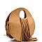 Fringe Accent Round Medium Satchel